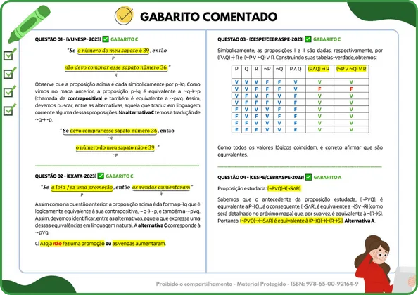 Amostra real do material: gabarito comentado passo a passo