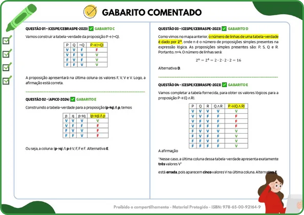 Amostra do material: gabarito comentado de questões de banca