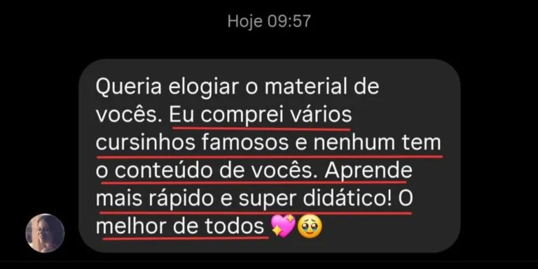 Depoimento: comprei vários cursinhos famosos e nenhum tem o conteúdo de vocês, aprende mais rápido e é super didático
